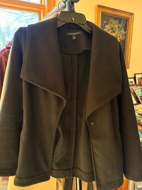 Banana Republic Short Belt Tie Black Warm Wool-like City Coat Jacket